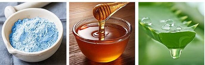 argilla blu, miele e succo di aloe per trattare il mal di schiena